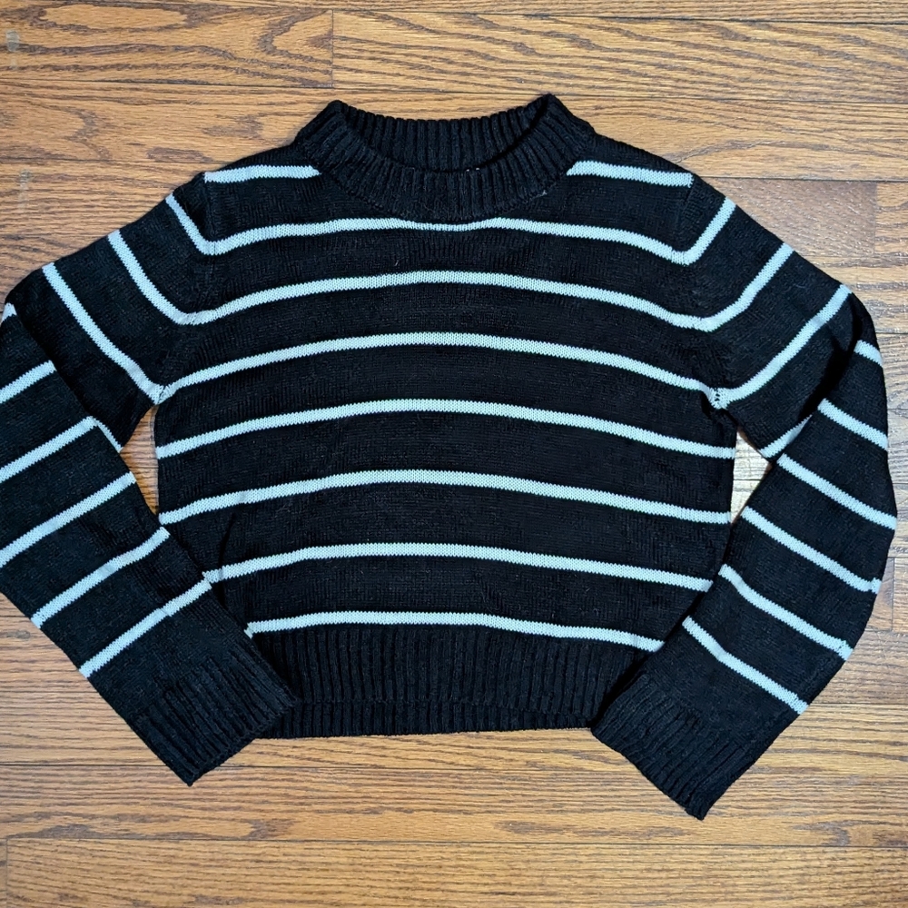H&M Black and White Striped Knit Sweater Sz 12/14